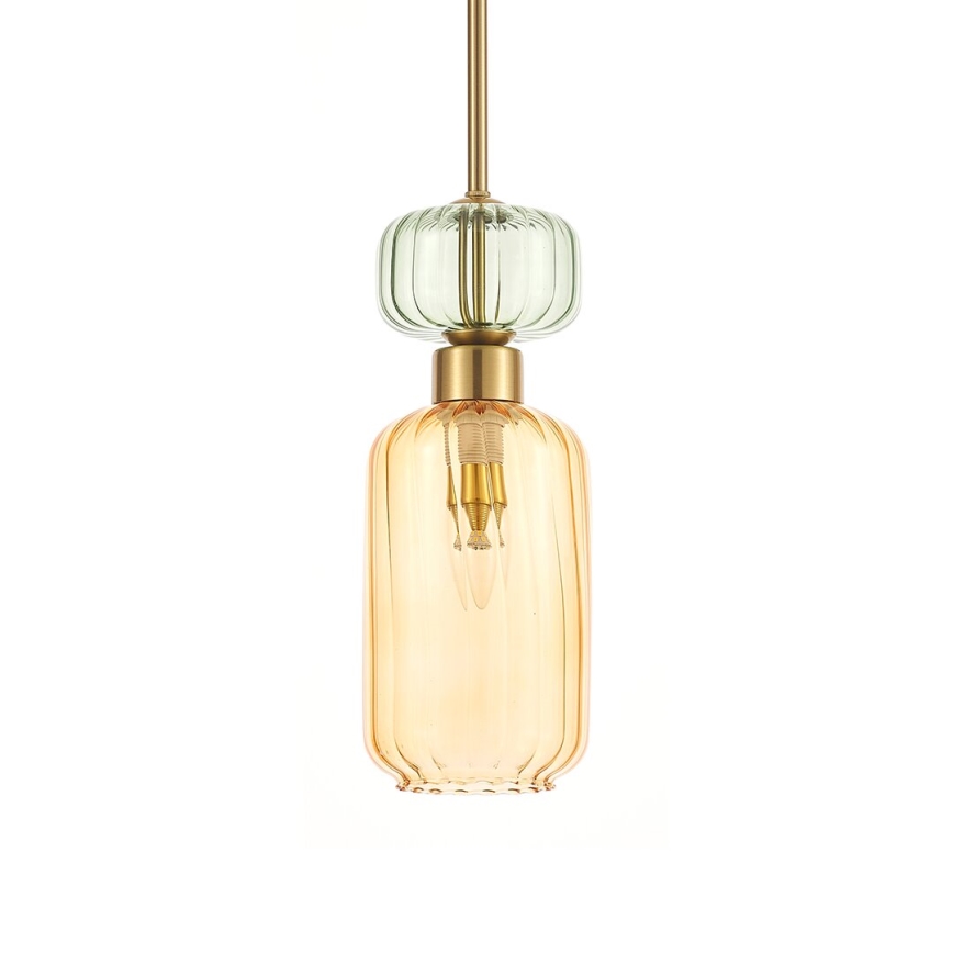Lámpara colgante MOLLY 1xE14/40W/230V diá. 12 cm dorado/naranja/verde