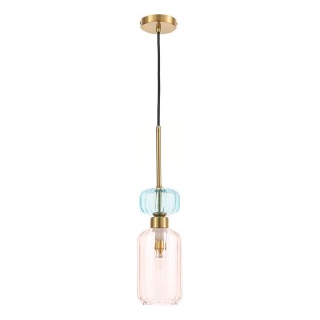 Lámpara colgante MOLLY 1xE14/40W/230V diá. 12 cm dorado/rosa/azul
