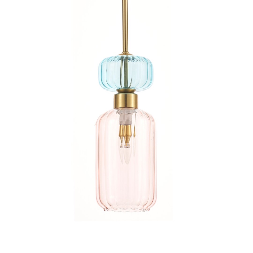 Lámpara colgante MOLLY 1xE14/40W/230V diá. 12 cm dorado/rosa/azul