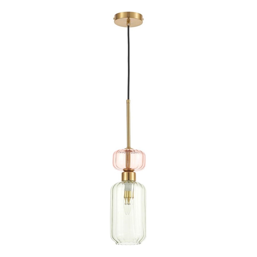 Lámpara colgante MOLLY 1xE14/40W/230V diá. 12 cm dorado/verde/rosa