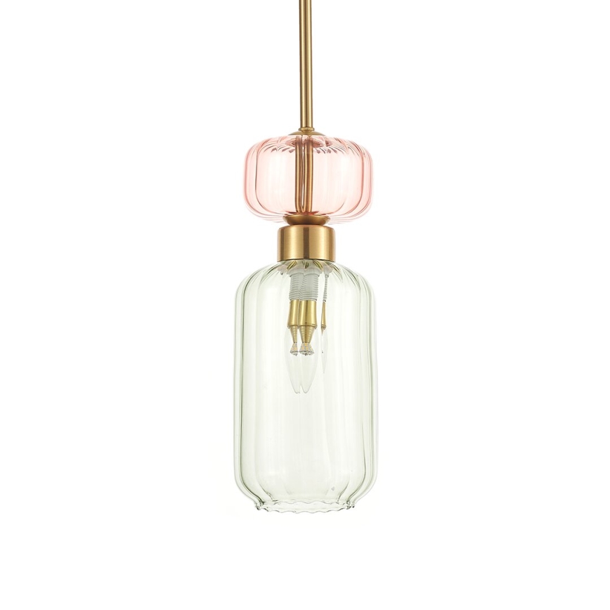 Lámpara colgante MOLLY 1xE14/40W/230V diá. 12 cm dorado/verde/rosa