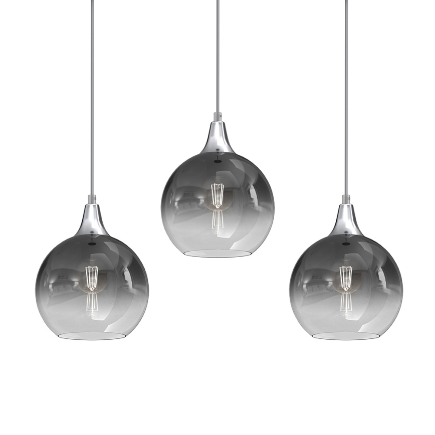 Lámpara colgante MONTE 3xE27/60W/230V diá. 20 cm cromo mate