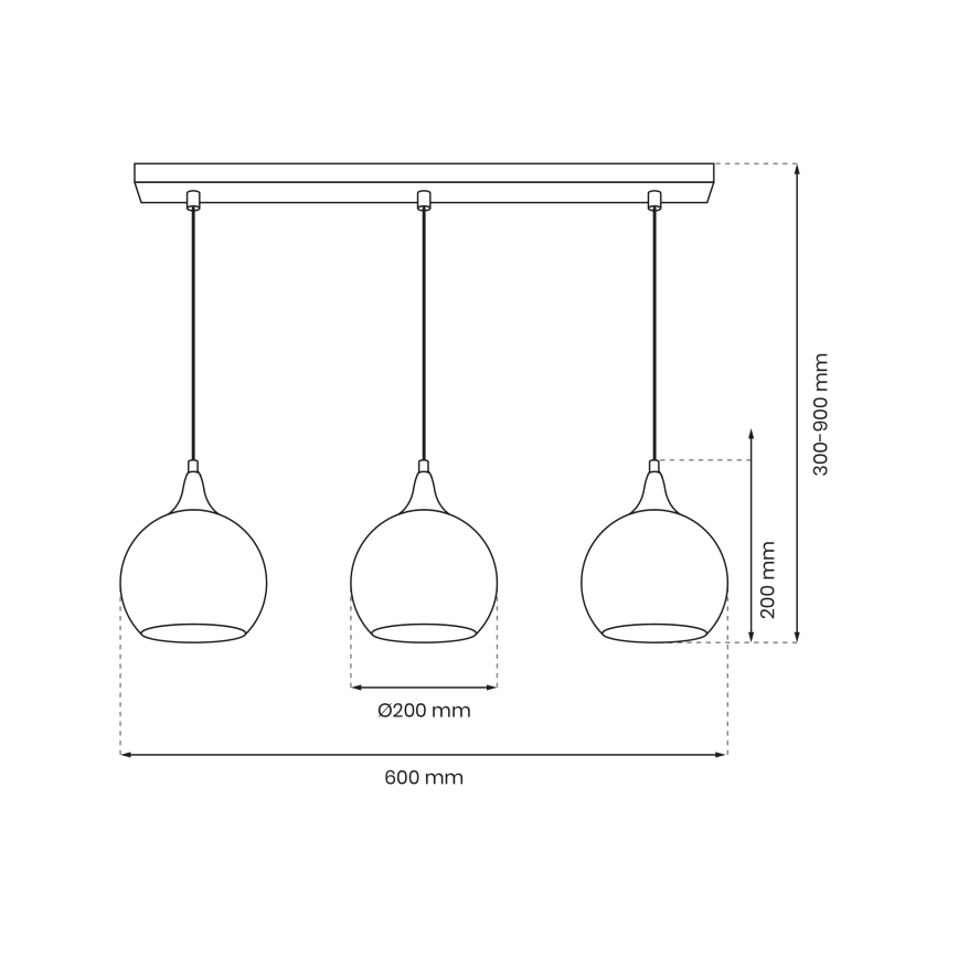 Lámpara colgante MONTE 3xE27/60W/230V diá. 20 cm cromo mate