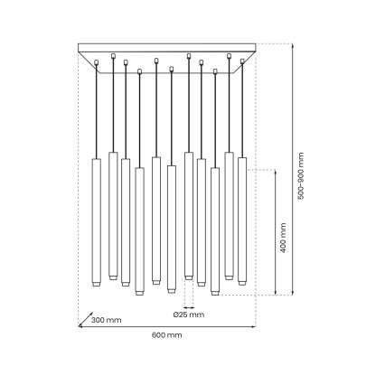 Lámpara colgante MONZA 11xG9/8W/230V negro/dorado