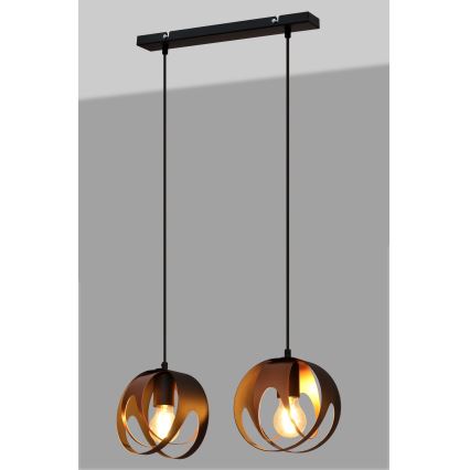 Lámpara colgante MOONLIGHT 2xE27/15W/230V negro/cobre