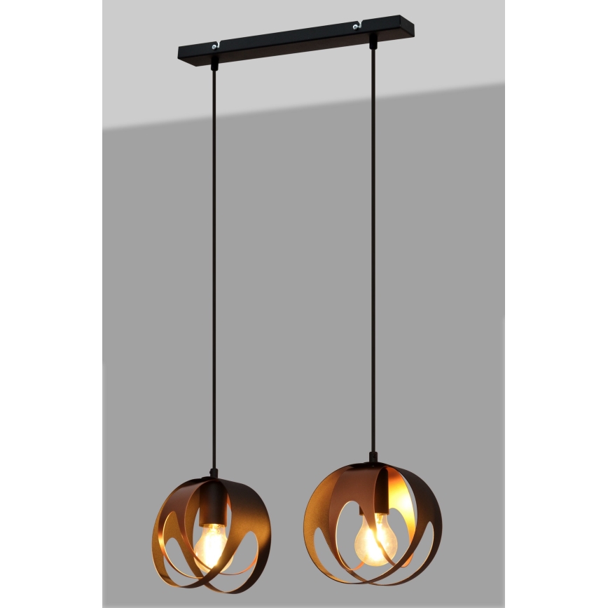 Lámpara colgante MOONLIGHT 2xE27/15W/230V negro/cobre