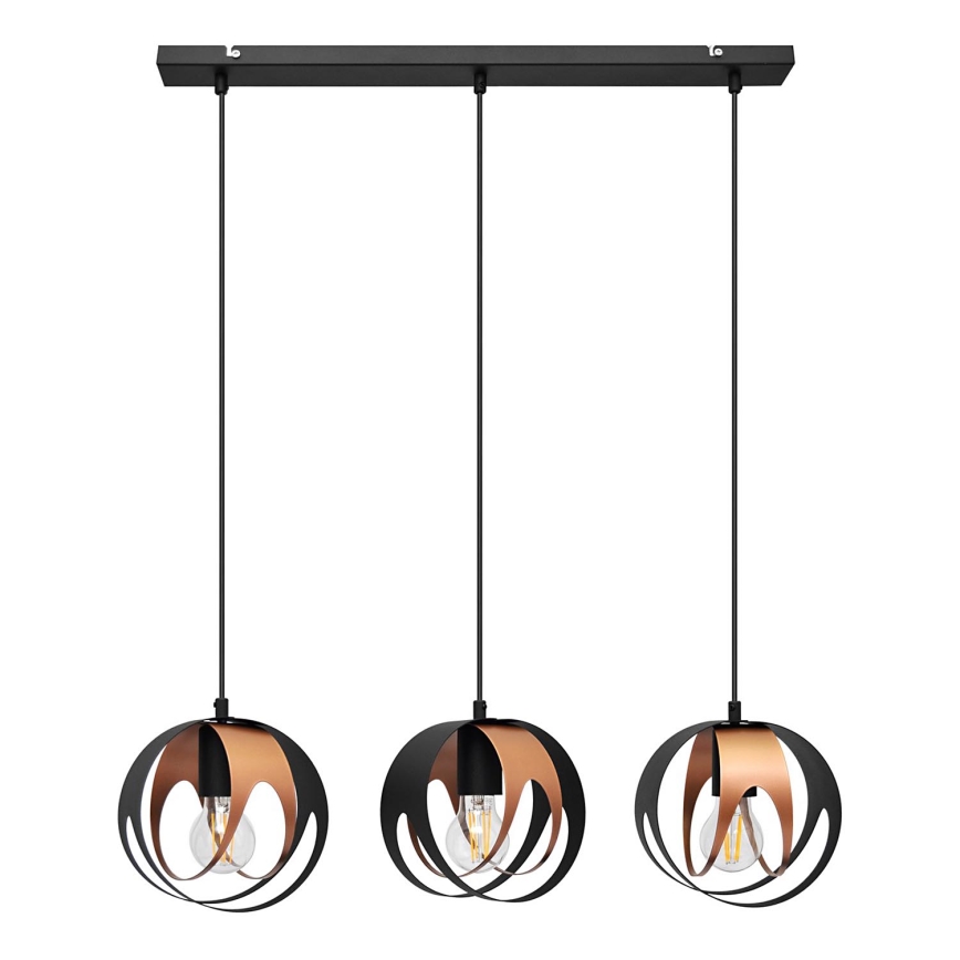 Lámpara colgante MOONLIGHT 3xE27/15W/230V negro/cobre