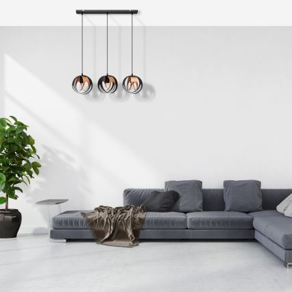 Lámpara colgante MOONLIGHT 3xE27/15W/230V negro/cobre