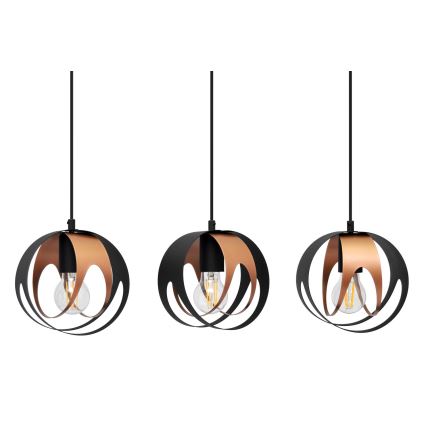 Lámpara colgante MOONLIGHT 3xE27/15W/230V negro/cobre