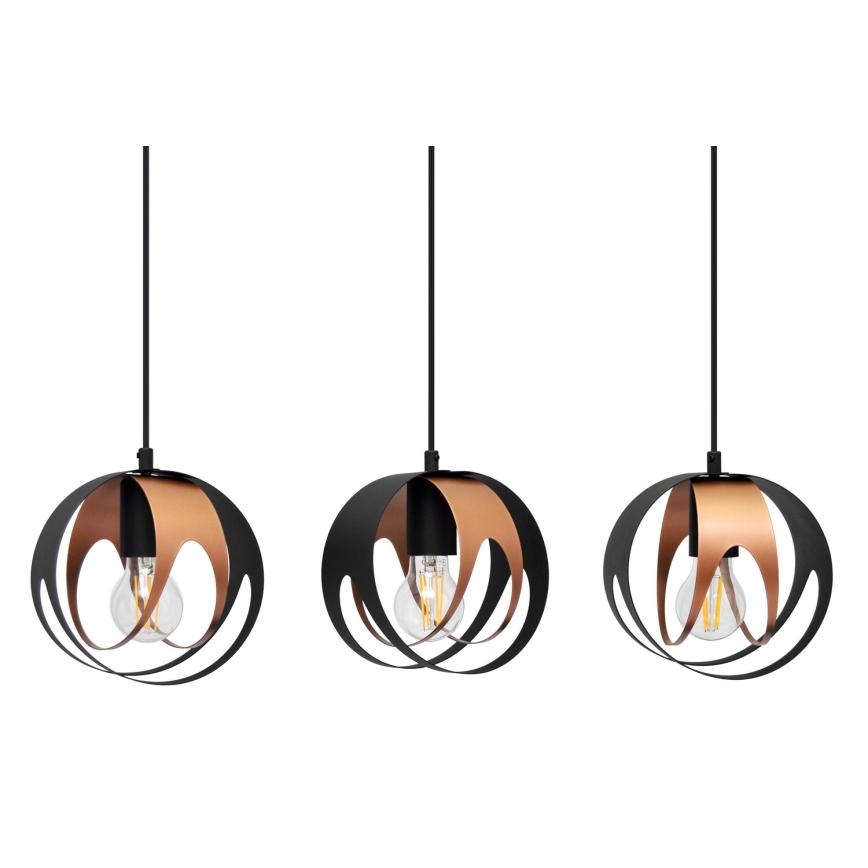 Lámpara colgante MOONLIGHT 3xE27/15W/230V negro/cobre