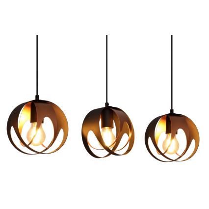Lámpara colgante MOONLIGHT 3xE27/15W/230V negro/cobre