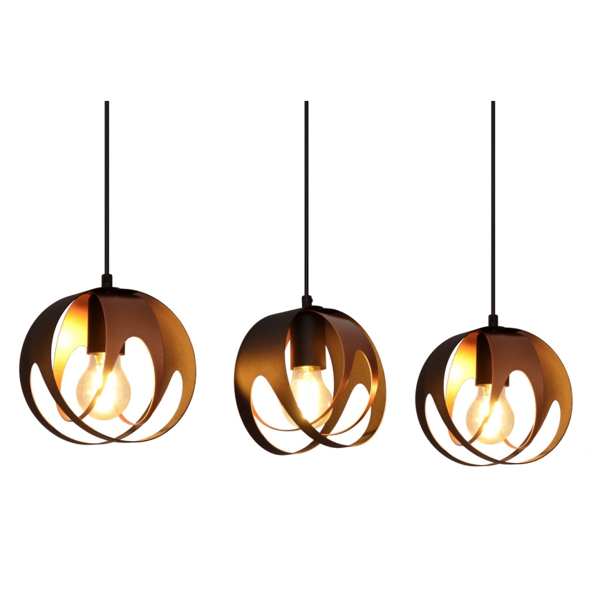 Lámpara colgante MOONLIGHT 3xE27/15W/230V negro/cobre
