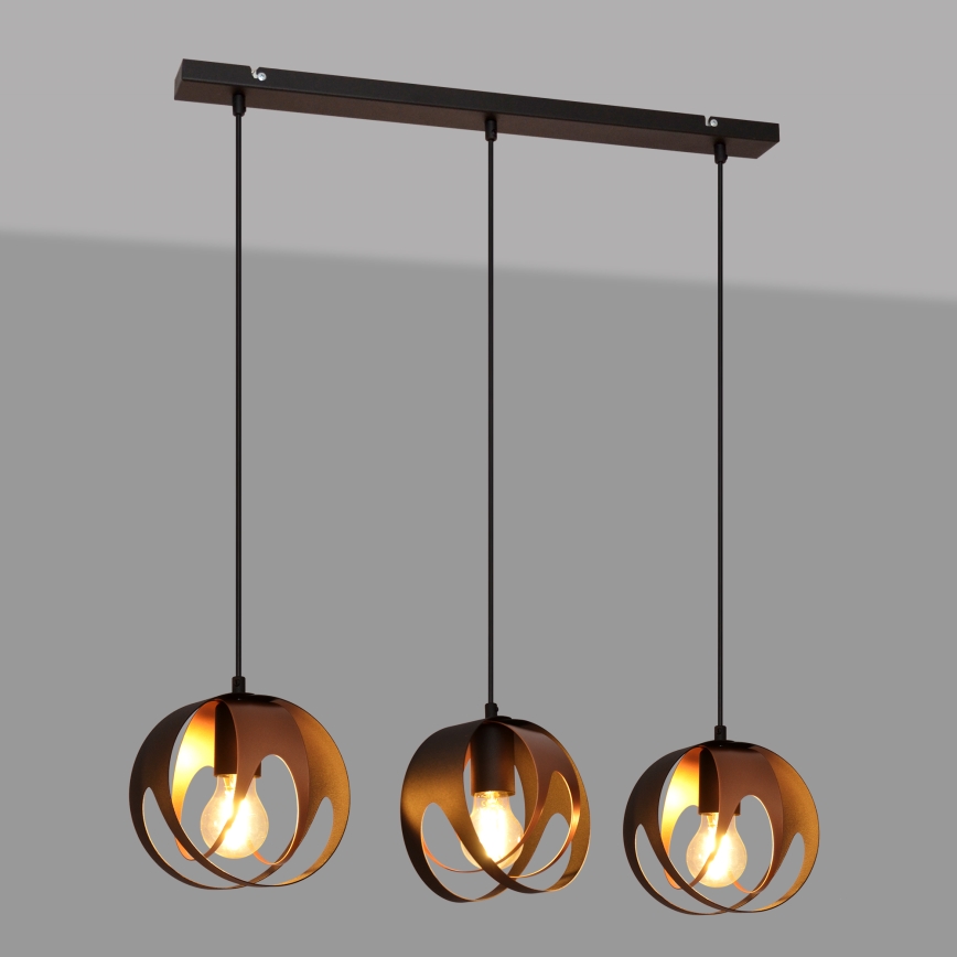 Lámpara colgante MOONLIGHT 3xE27/15W/230V negro/cobre