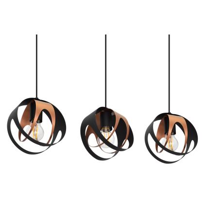 Lámpara colgante MOONLIGHT 3xE27/15W/230V negro/cobre
