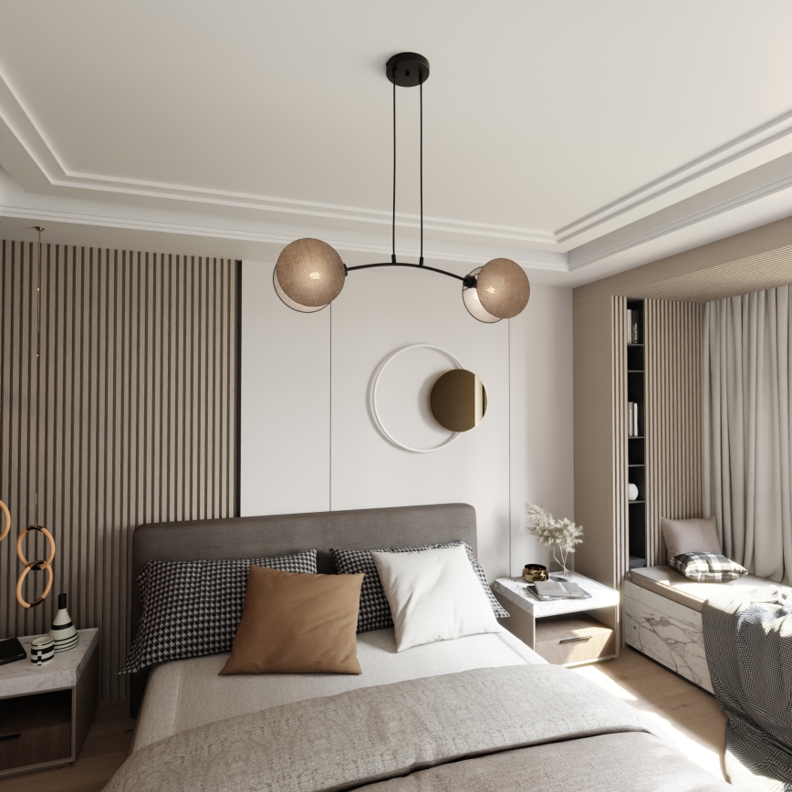 Lámpara colgante MOTIF 2xE27/15W/230V beige