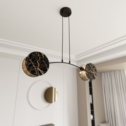 Lámpara colgante MOTIF 2xE27/15W/230V negro/dorado