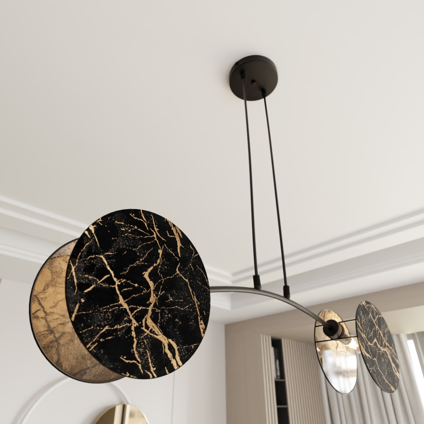 Lámpara colgante MOTIF 2xE27/15W/230V negro/dorado