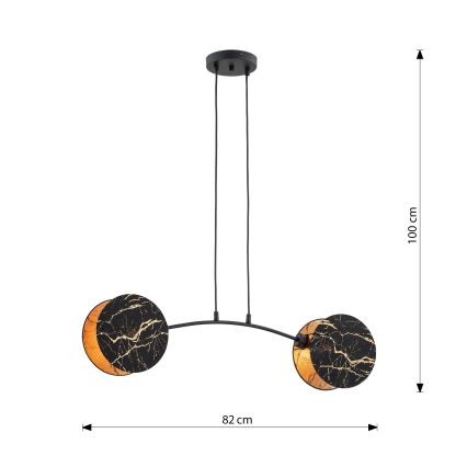 Lámpara colgante MOTIF 2xE27/15W/230V negro/dorado