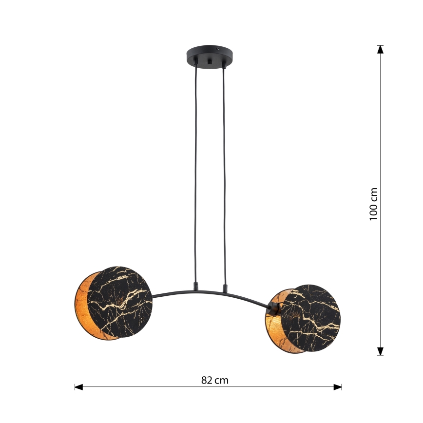 Lámpara colgante MOTIF 2xE27/15W/230V negro/dorado