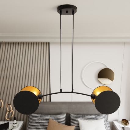 Lámpara colgante MOTIF 2xE27/15W/230V negro