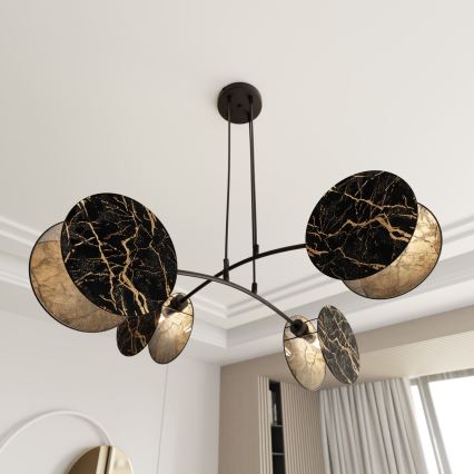 Lámpara colgante MOTIF 4xE27/15W/230V negro/dorado