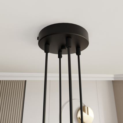 Lámpara colgante MOTIF 4xE27/15W/230V negro/dorado