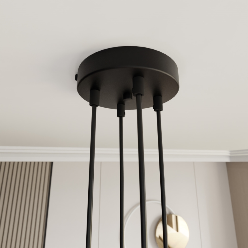 Lámpara colgante MOTIF 4xE27/15W/230V negro/dorado