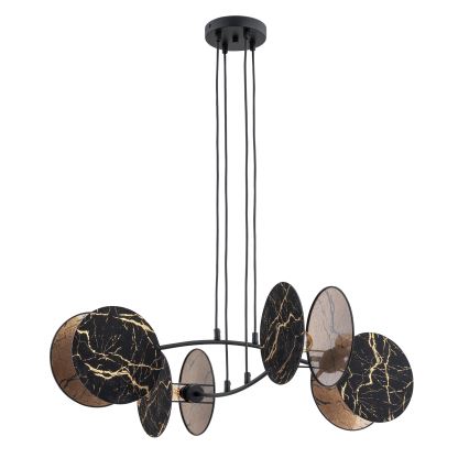 Lámpara colgante MOTIF 4xE27/15W/230V negro/dorado