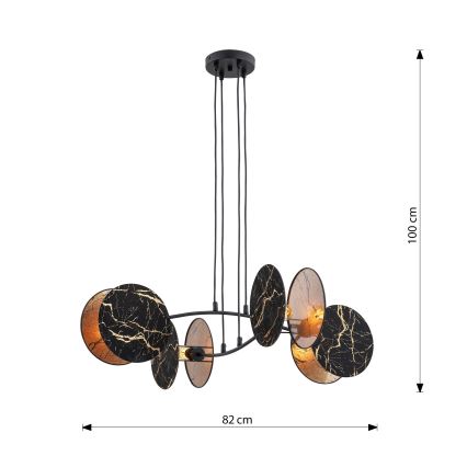 Lámpara colgante MOTIF 4xE27/15W/230V negro/dorado