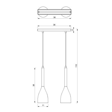 Lámpara colgante MUZA 2xE27/60W/230V