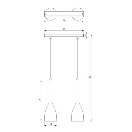 Lámpara colgante MUZA 2xE27/60W/230V