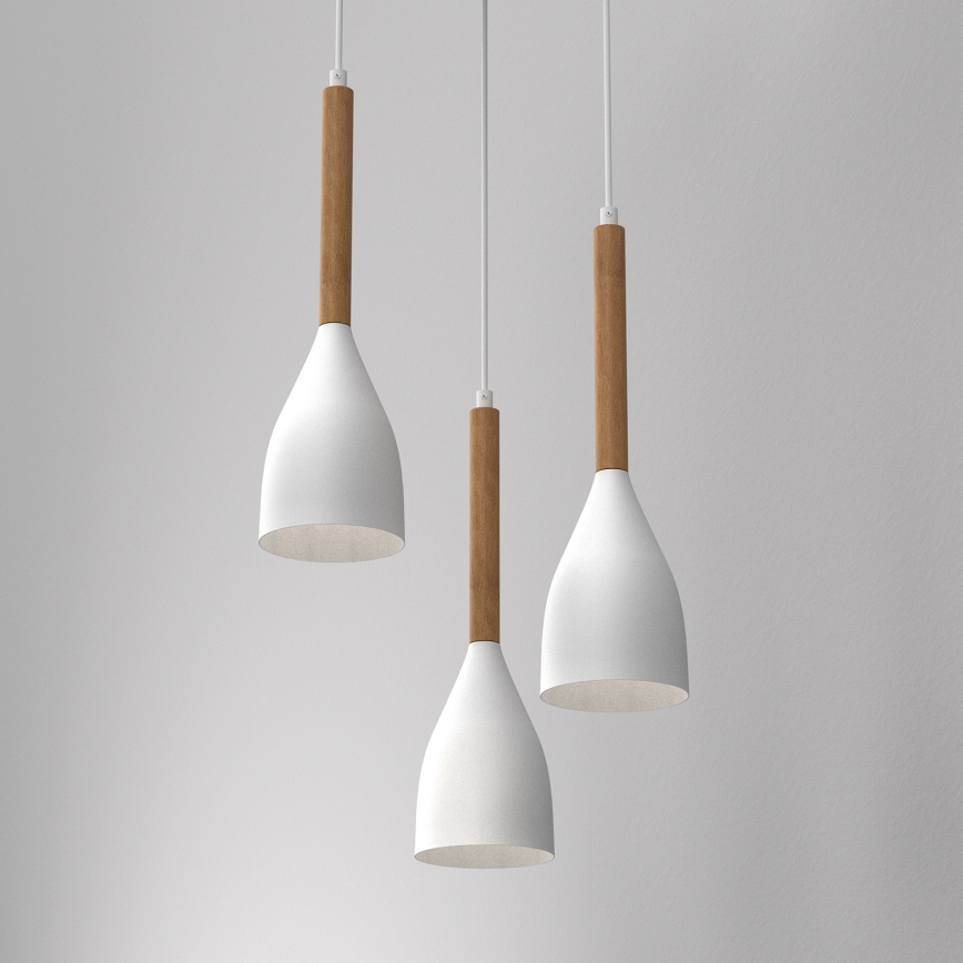 Lámpara colgante MUZA NEW 3xE27/60W/230V haya/blanco