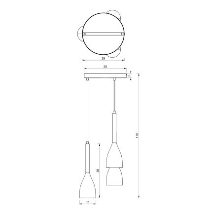 Lámpara colgante MUZA NEW 3xE27/60W/230V haya/blanco