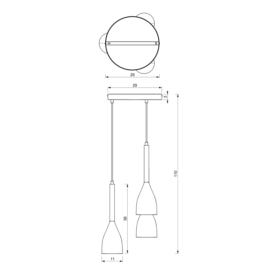 Lámpara colgante MUZA NEW 3xE27/60W/230V haya/blanco