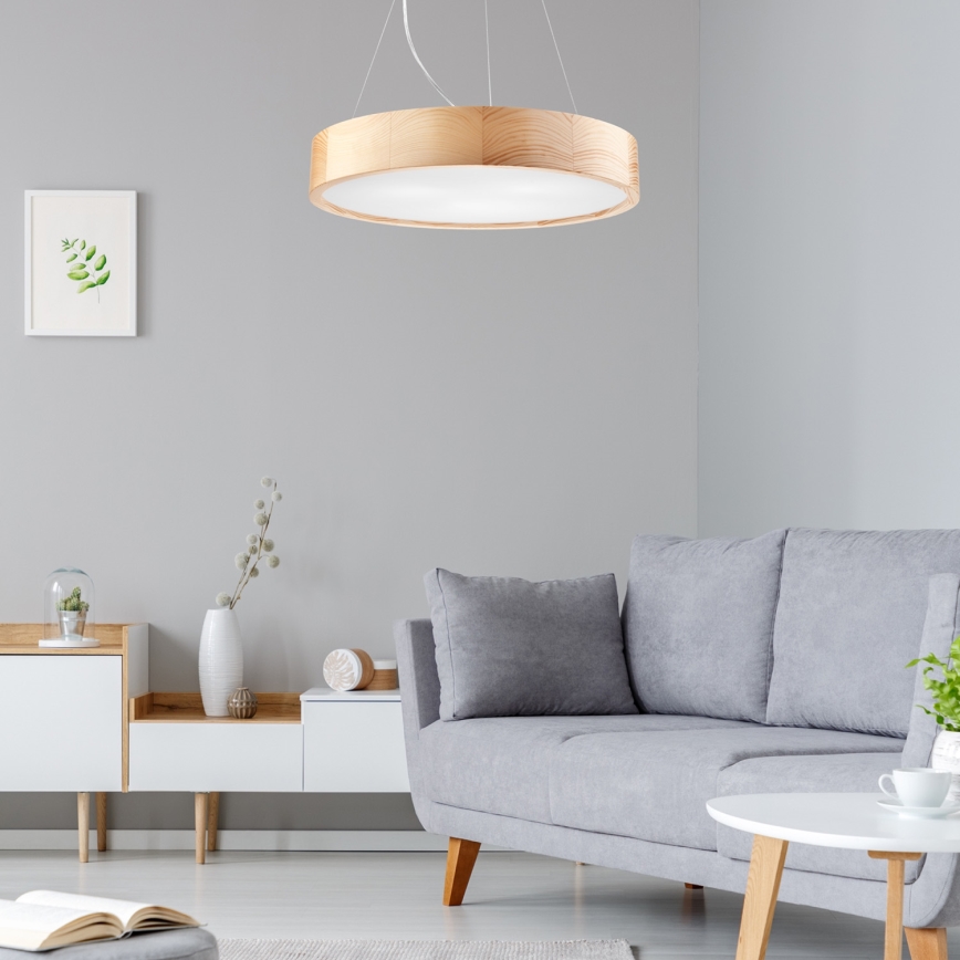 Lámpara colgante NATURAL 3xE27/60W/230V ø 47 cm pino