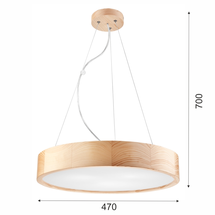 Lámpara colgante NATURAL 3xE27/60W/230V ø 47 cm pino