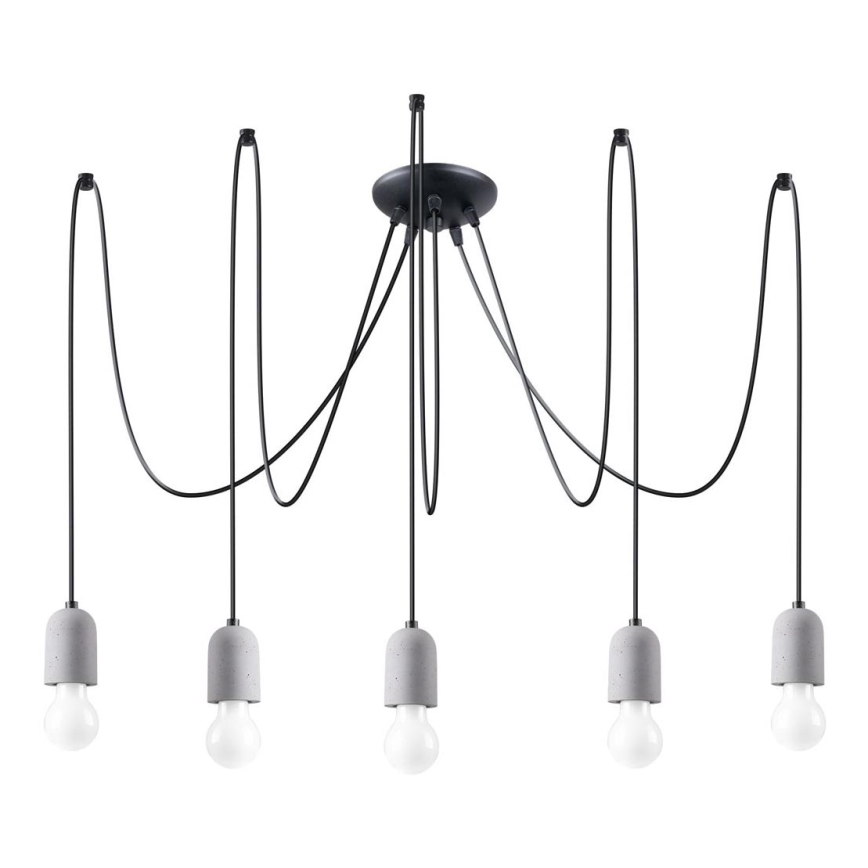 Lámpara colgante NESO 5xE27/15W/230V araña concreto