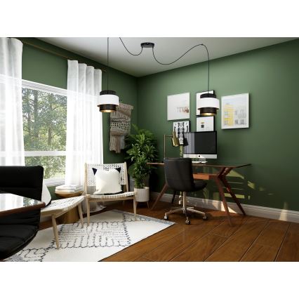 Lámpara colgante NESS 2xE27/60W/230V araña negro/blanco