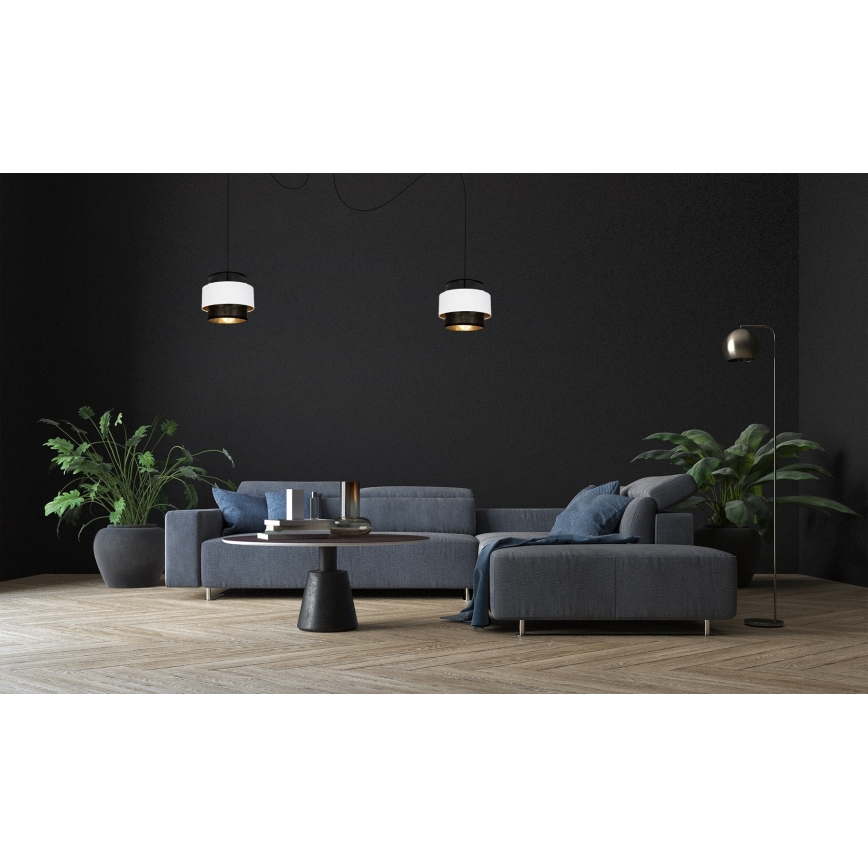 Lámpara colgante NESS 2xE27/60W/230V araña negro/blanco