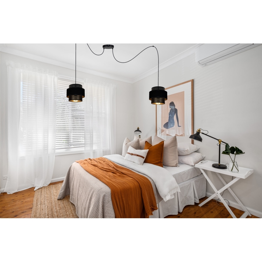 Lámpara colgante NESS 2xE27/60W/230V araña negro