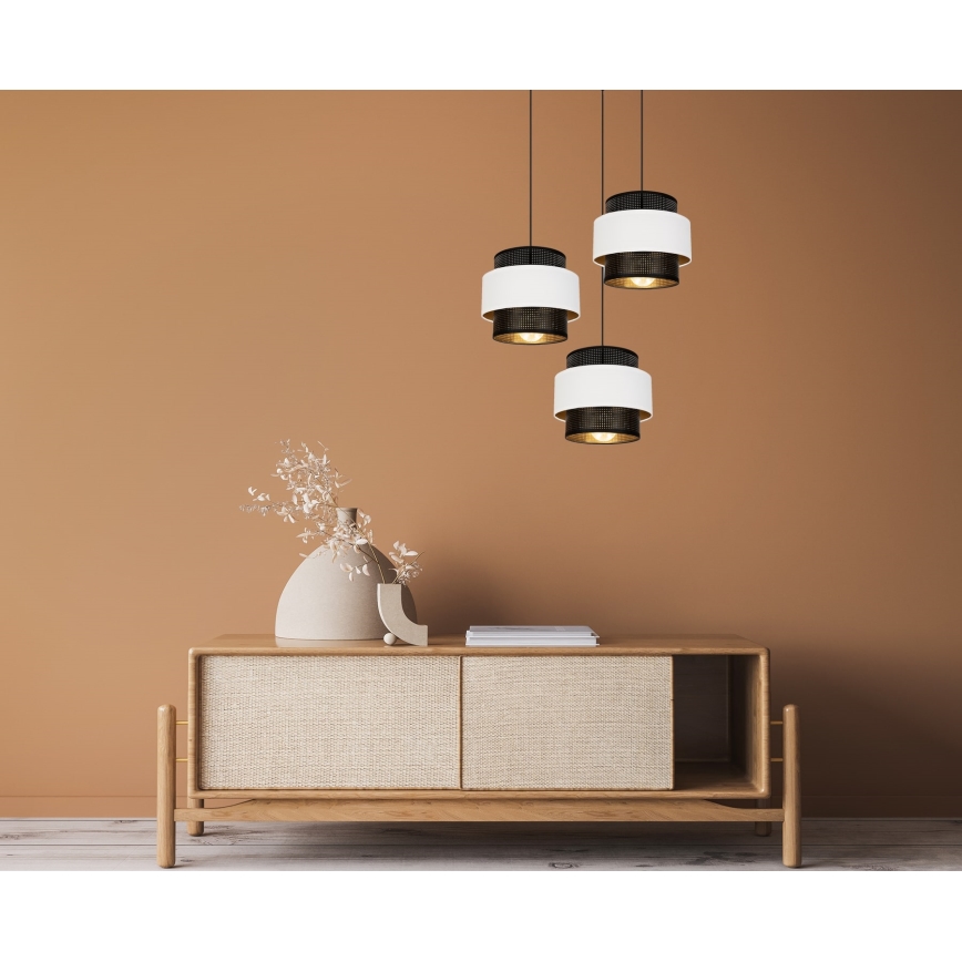 Lámpara colgante NESS 3xE27/60W/230V diá. 45 cm negro/blanco