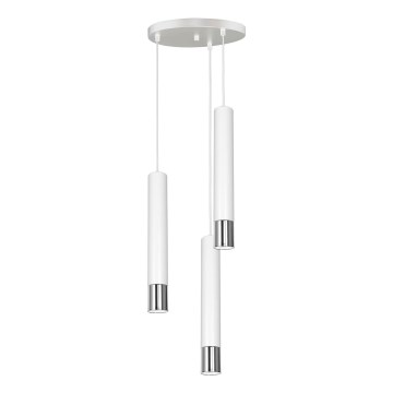 Lámpara colgante NEST 3xGU10/8W/230V blanco/cromo brillante