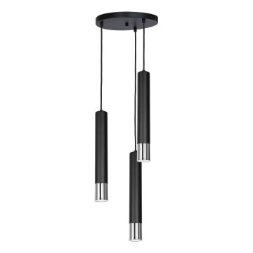 Lámpara colgante NEST 3xGU10/8W/230V negro/cromo brillante