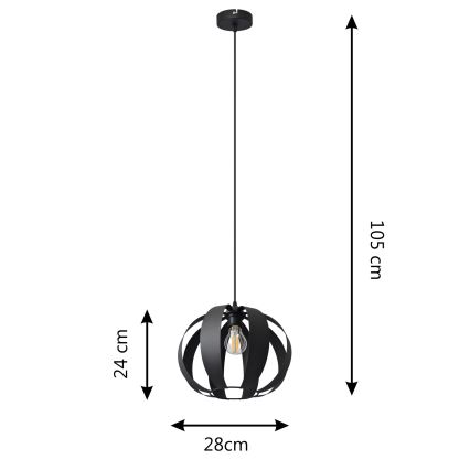 Lámpara colgante NEWTON 1xE27/15W/230V negro