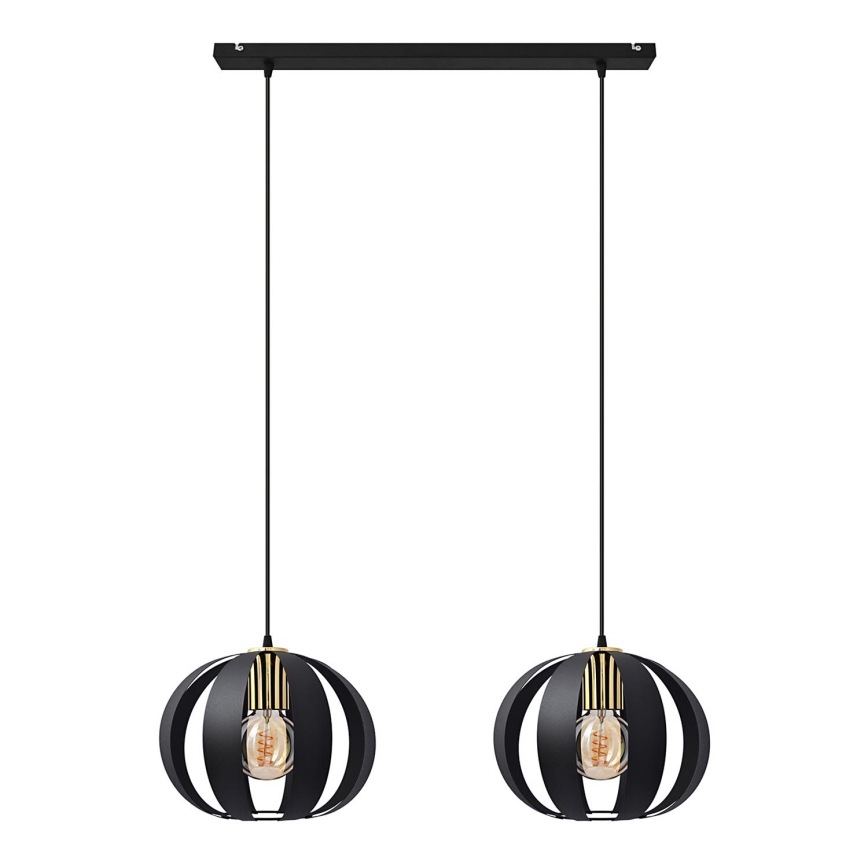 Lámpara colgante NEWTON 2xE27/15W/230V negro/dorado