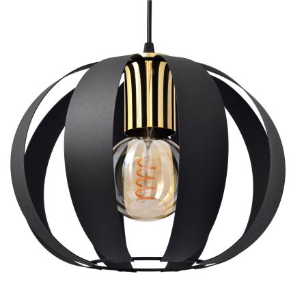 Lámpara colgante NEWTON 2xE27/15W/230V negro/dorado