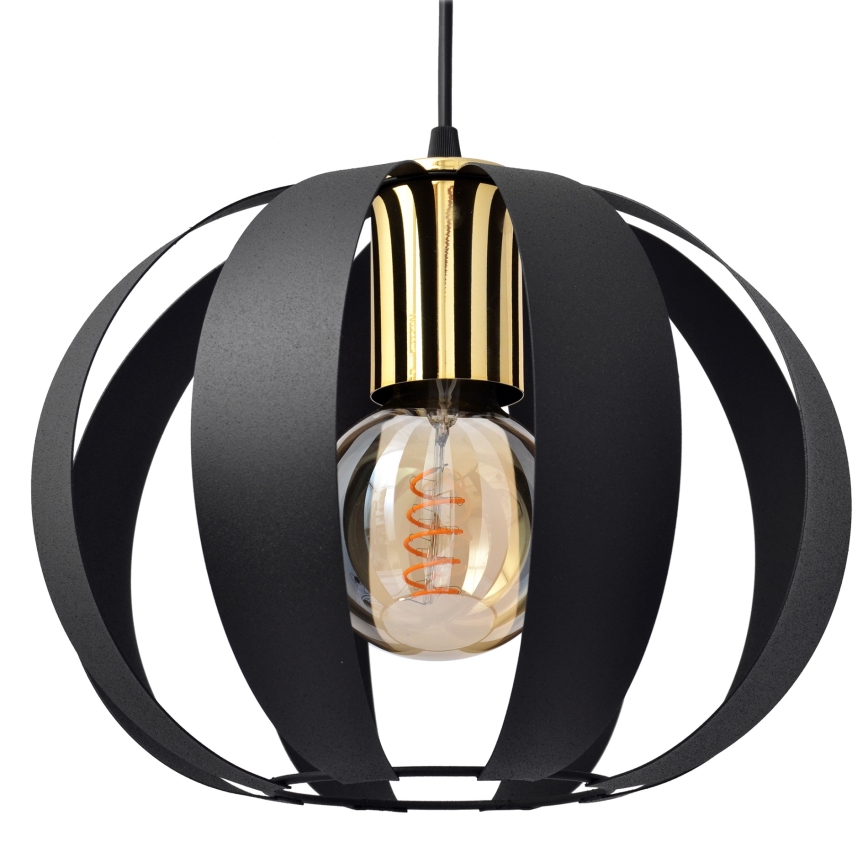 Lámpara colgante NEWTON 2xE27/15W/230V negro/dorado