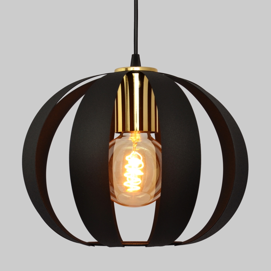 Lámpara colgante NEWTON 2xE27/15W/230V negro/dorado