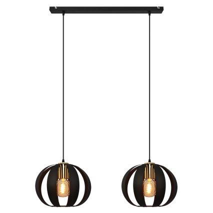 Lámpara colgante NEWTON 2xE27/15W/230V negro/dorado