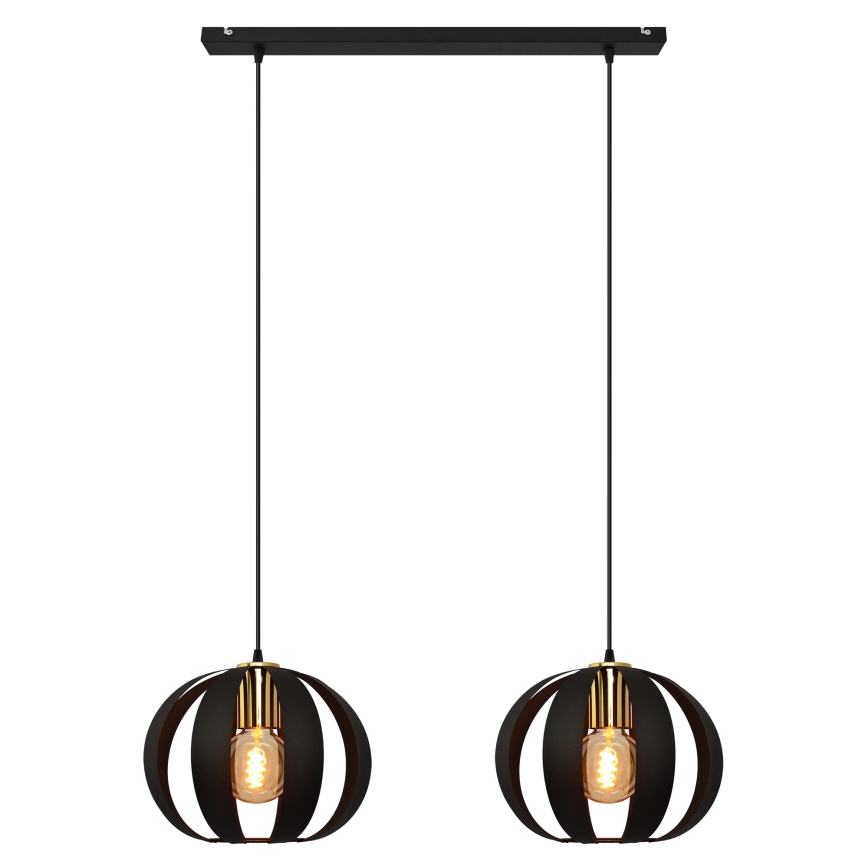 Lámpara colgante NEWTON 2xE27/15W/230V negro/dorado